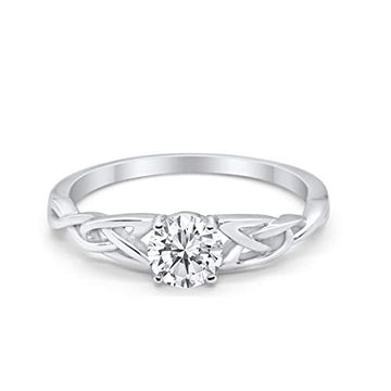 Celtic Trinity Wedding Promise Ring Simulated Cubic Zirconia 925 Sterling Silver